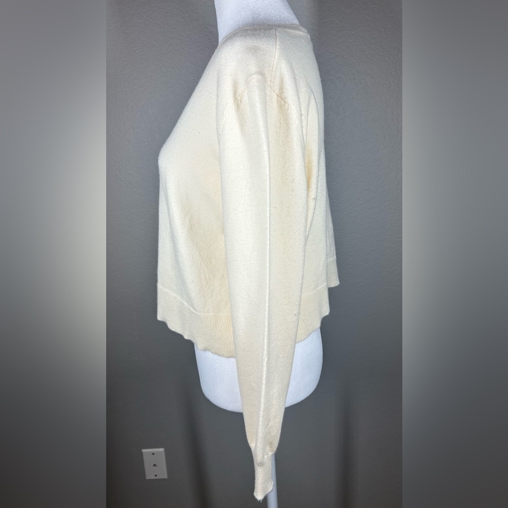 Zara Cream Side Ruffle Cropped Sweater Size M - Picture 7 of 12
